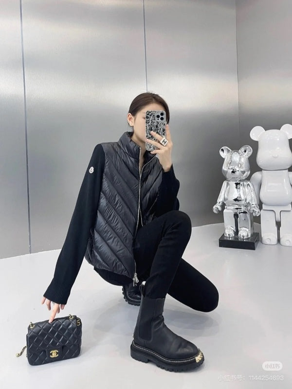 042067 Women's knitted spliced down jacket clothing