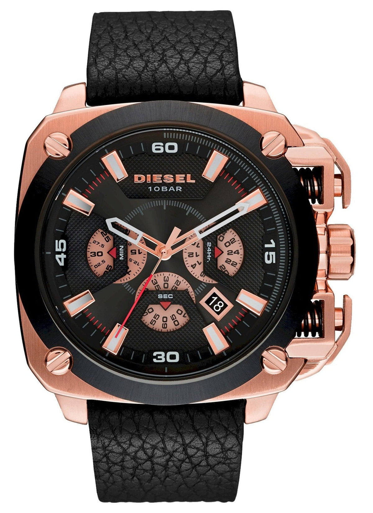 Diesel DZ7346 BAMF Chronograph Men's Watch – Black Dial & Black Leather Strap