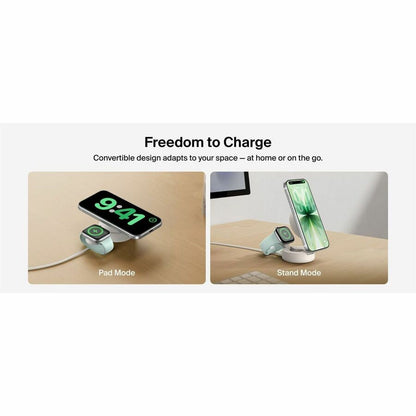 Belkin UltraCharge Pro 2-in-1 Convertible Magnetic Charger with Qi2 25W, Sand - WIZ043ttSD