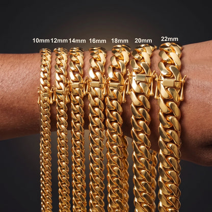 10-22mm 18k Gold Miami Cuban Link Chain