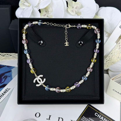 18K  Chanel 26C Color Crystal Necklace