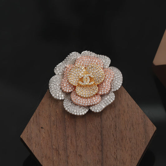 18K  Chanel Camellia Pink Diamonds Brooch