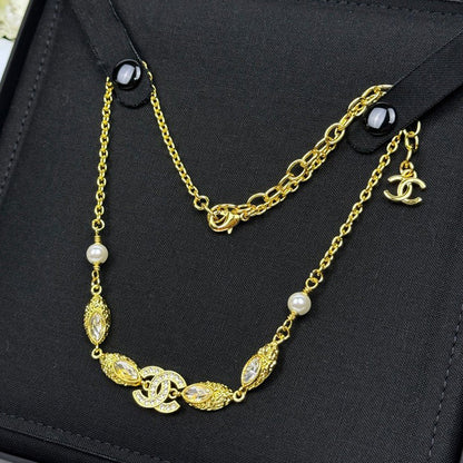 18K  Chanel 26C Crystal Gold Necklace